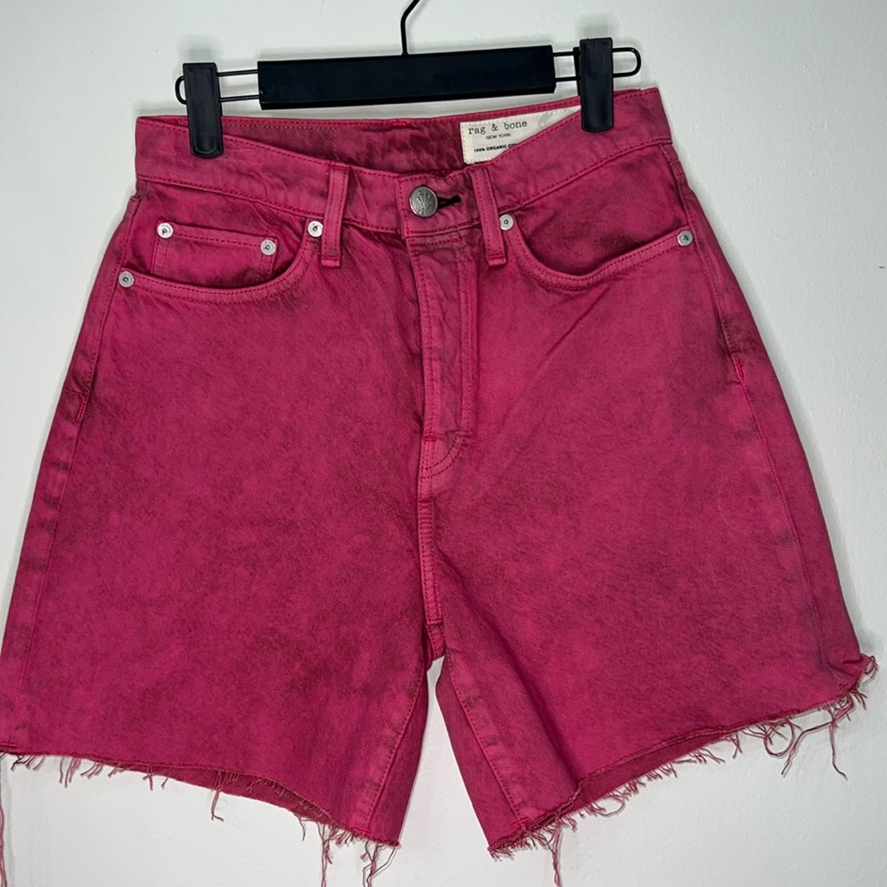 Rag & Bone Maya 6” Shorts Bright Fuchsia 25 Organic Cotton NWT - Picture 3 of 16